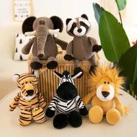 Muñeco De Peluche De 25cm Kawaii Con Animales Del Bosque León Tigre Elefante Mono Zorro Juguetes Para Dormir De Peluche Realistas Para Niños - details 0