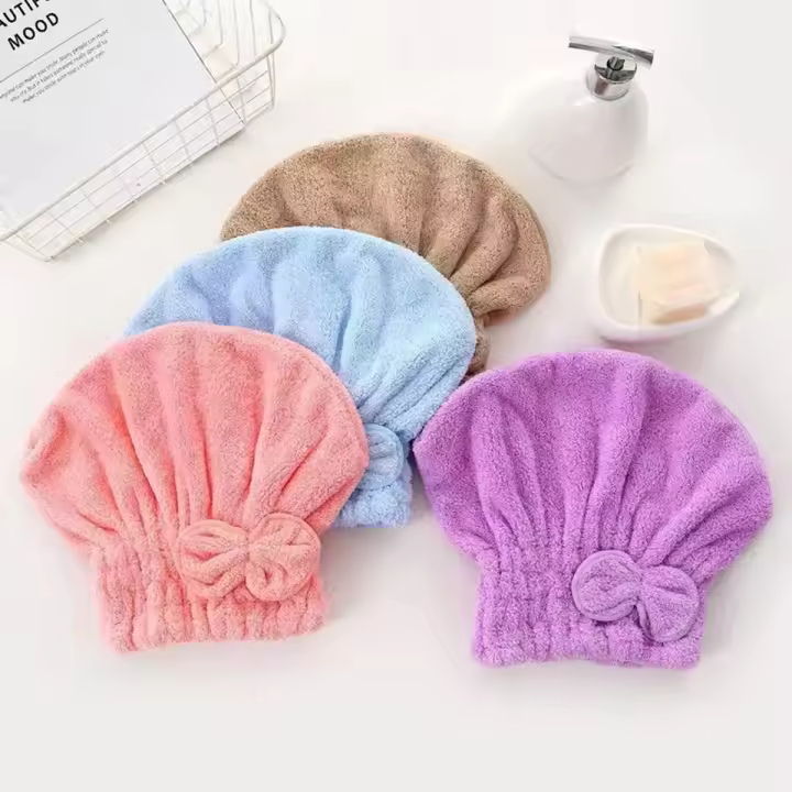 Toalla De Pelo De Microfibra Con Lazo Cubrecabezas Para Pelo Largo Y Rizado Gift Turbanal Baño - 1