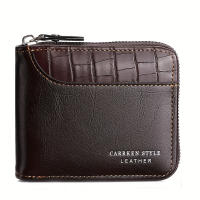 Cartera De Cuero Para Hombre Lujo Monedero Con Bolsillo Para Monedas Y Tarjetas Cierre De Cremallera Antirrobo Para Regalos - details 10