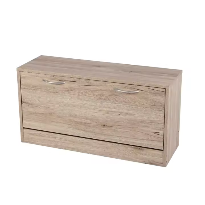 Maxia Market - Mueble Zapatero 2 Estantes Cómoda de Almacenamiento 1 Puerta Manijas Metálicas - 1