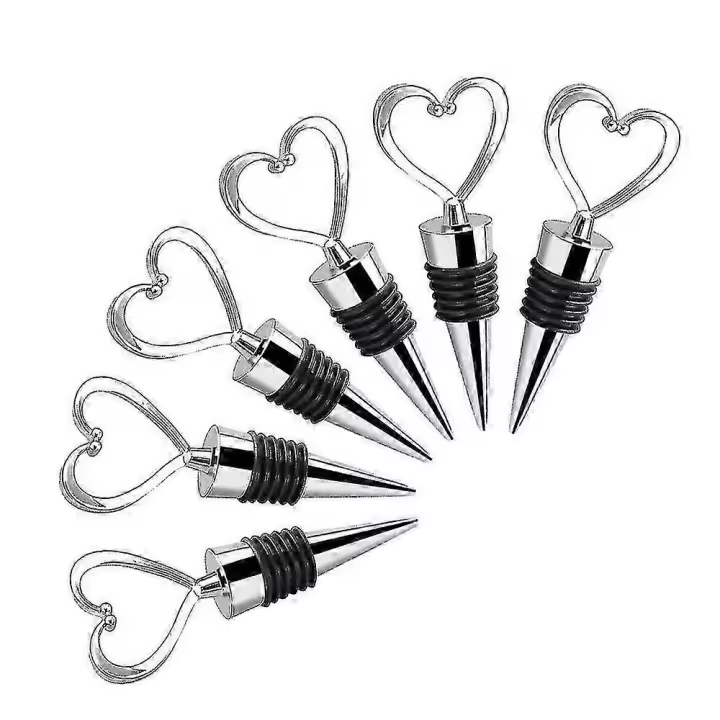 6 tapones para botellas de vino, tapones para botellas de vino con forma de corazón, tapones para botellas de champán, tapones para botellas de champán, tapones para botellas de champán para Sellar. - 1