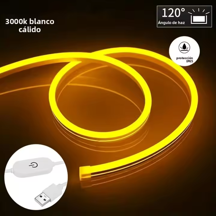 Tira De Luces LED Neón Con Sensor Táctil 5V USB Dimmable Impermeable Luz De Neón Flexible En Silicona Para Decoración DIY Y Backlight De Dormitorio - 1