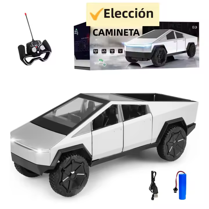 Camión De Juguete Cybertruck Con RV Moto Y Cyberquad Modelo De Metal Aluminio 1/32 Coche De Carreras Con Sonido Y Luz - 1