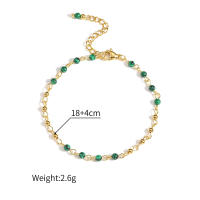 Pulsera De Acero Inoxidable Con Piedras Turquesa Y Borlas Para Mujer Plata De 18K Pintada Joyería De Playa Verano Regalos - details 1