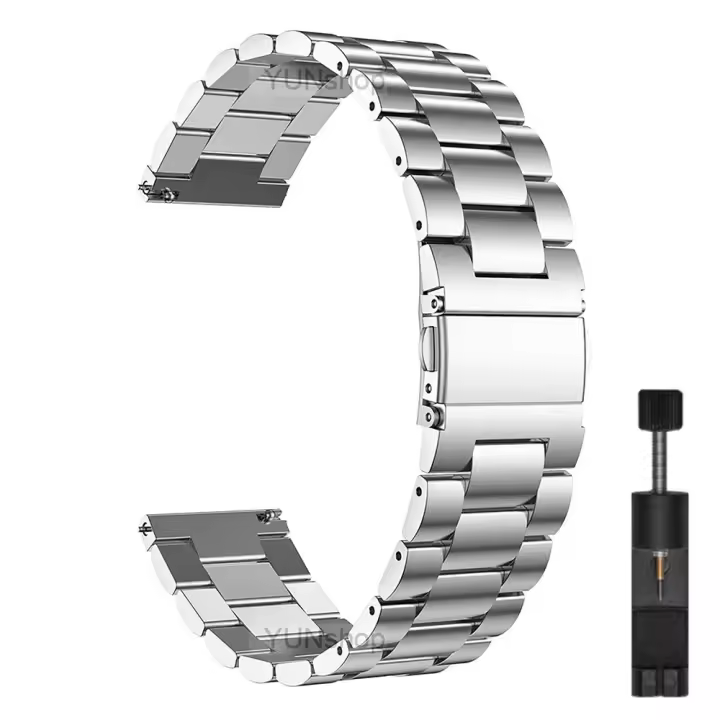 Correa De Reloj De Acero Inoxidable Sólido 20mm 22mm Para Samsung Galaxy Watch 6 5 4 5Pro Huawei GT 2 3 4 Amazfit Xiaomi Compatible Con Varias Marcas - 1
