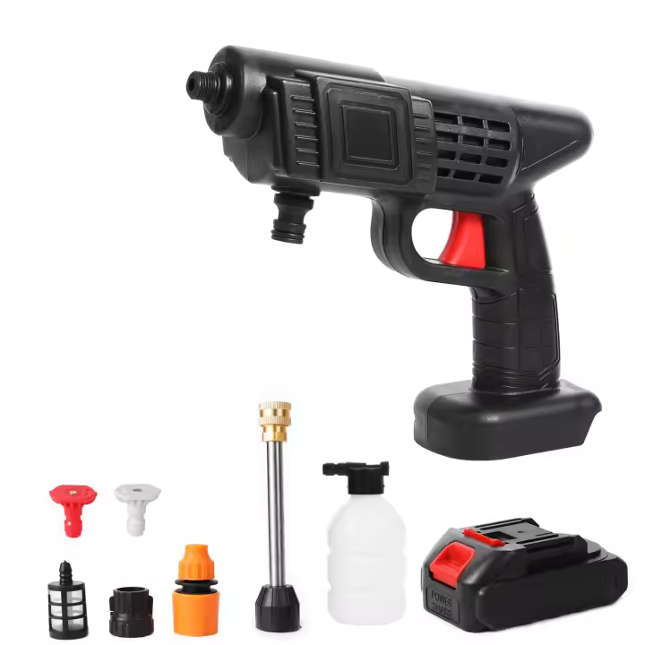 Limpiador de alta presión inalámbrico de 35 bares, hidrolimpiadora bateria 24 V con 5 m de manguera, 6000 mAh, 240 L/h, pistola de chorro de agua eléctrica para coches, casa o jardín, 1 batería - 1
