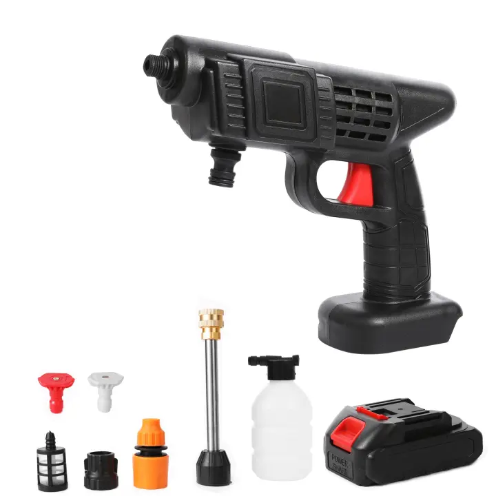 Limpiador de alta presión inalámbrico de 35 bares, hidrolimpiadora bateria 24 V con 5 m de manguera, 6000 mAh, 240 L/h, pistola de chorro de agua eléctrica para coches, casa o jardín, 1 batería - 1