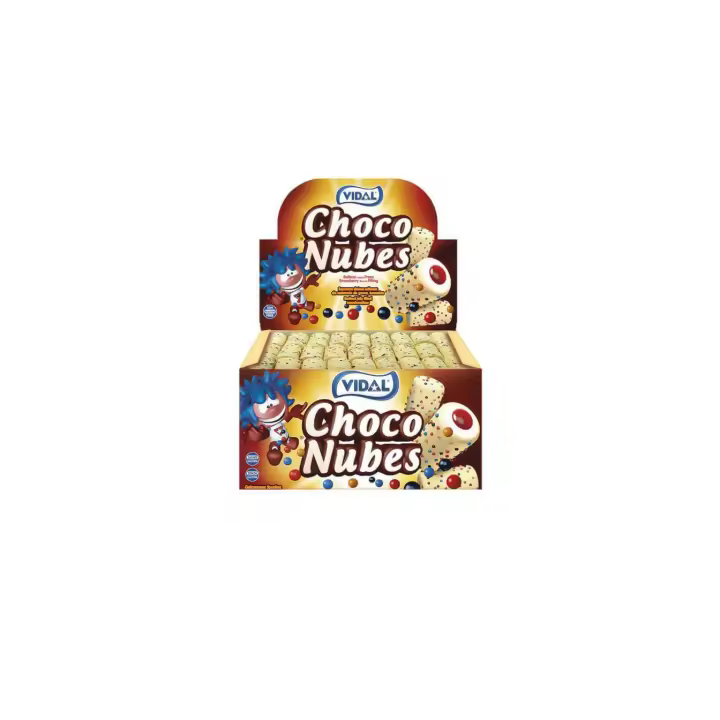 Choconubes Vidal en estuche 855 g - Marshmallow relleno de fresa y recubierto de choco. Combina la suavidad de las nubes sabor vainilla, con la intensidad del relleno y la cobertura crujiente - Sin gluten - 1