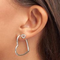 Pendientes de Ao de Plata esterlina de las mujeres de Pandora Moments asimétrics del corazón, Viene con El embalaje de Caja de Giunte original. - details 2