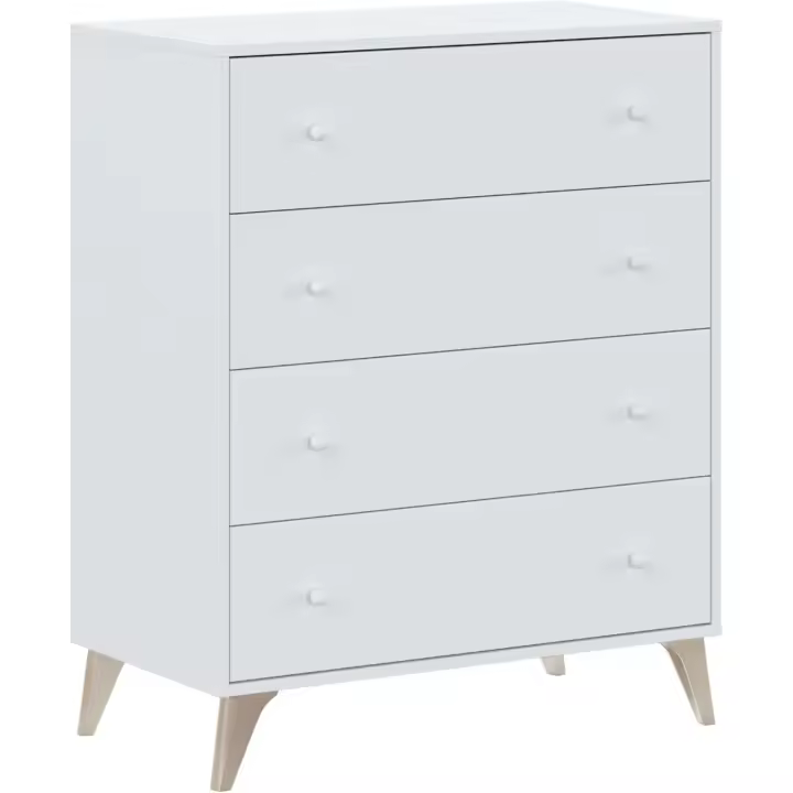 Comoda con 4 Cajones, para Dormitorio, Modelo Sweet, Acabado en Color Blanco, Medidas: 77,5 cm (Ancho) x 95 cm (Alto) x 40 cm (Fondo) - 1