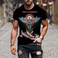 Camiseta Oversize Trend Street Hip Hop Para Hombre Con Estampado 3D De Judas Priest Cuello Redondo Manga Corta Moda Casual - details 5