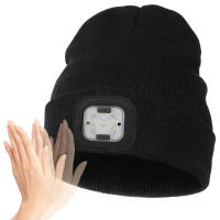 Gorro De Punto Negro Invierno Con Luz LED Recargable Por USB Sensor Sin Borde Lámpara De Cabeza Libre De Manos Regalo De Navidad - details 10