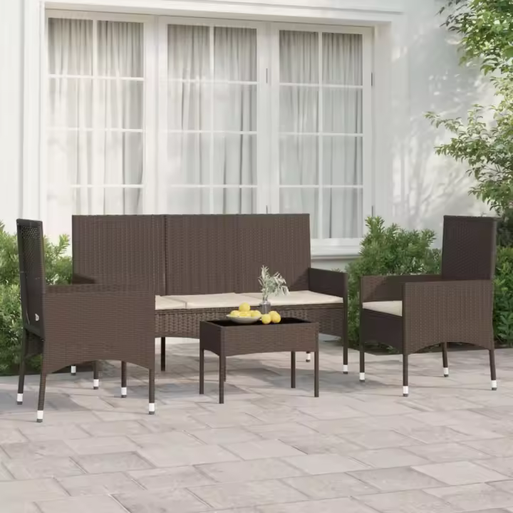 Mudanzas de Jardín de 4 piezas con almohadas de Polyrattan - 1