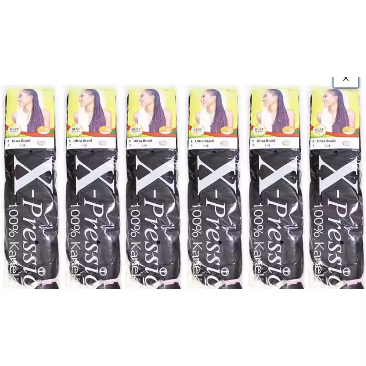X-pression - Extensión de cabello artificial Ultra Braid #1B aprox. 210 cm (6 unidades) - 1