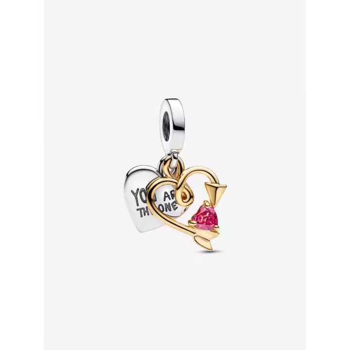 Charm Colgante Pandora Doble Corazón Grabable y Flecha 763622C01 - 1