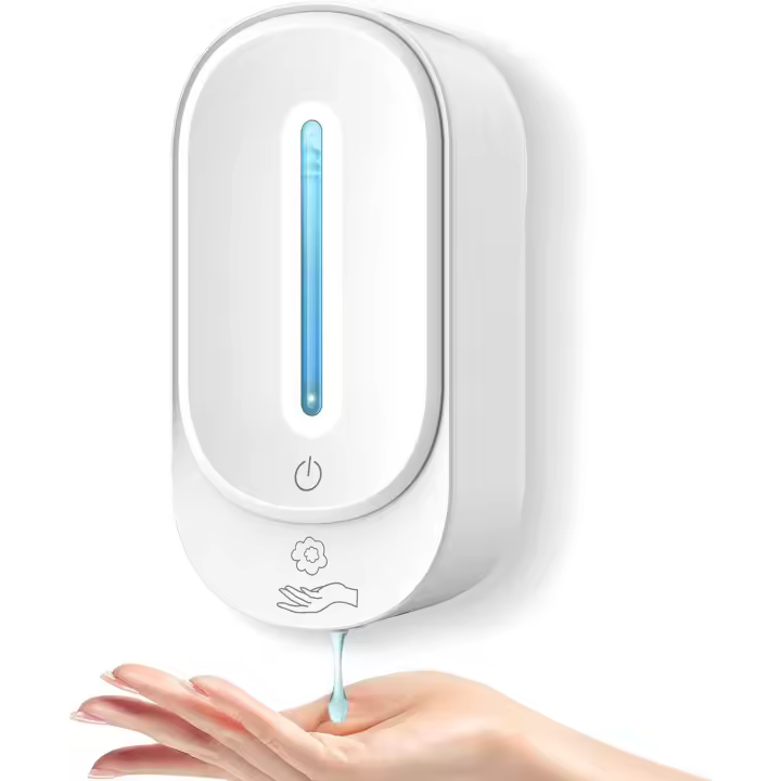 Dispensador de jabón automático, dispensador de jabón de pared de 350 ml, dispensador de gel sin contacto con sensor infrarrojo, dispensador de jabón líquido para cocina, baño, hotel, escuela, color blanco - 1