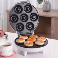 BIT Máquina Eléctrica antiadherente para hacer rosquillas, dispositivo de cocina de 1200W, 110/240V con 7 orificios para hacer gofres y pasteles, enchufe europeo y estadounidense para uso doméstico - details 2
