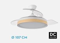 FABRILAMP Ventilador ALTA GAMA Dc IGLU 59w 6980lm Blanco/haya o Negro/haya 3asp.despl. 32/47x50/107d.3colores, Remoto, Regulable intensidad, Temporizador, Memoria . Incluye mando a distancia y dos tijas de 10 y 25 centímetro calidad de confianza - details 0