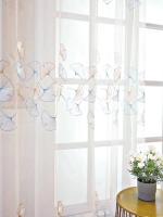 Cortina De Ventana De Estilo Coreano Ligero Y Lujo Con Patrón De Hoja De Ginkgo Bordado Para Sala De Estar Y Dormitorio 1PC Polyester Translúcido Sin Aislamiento Térmico - details 4