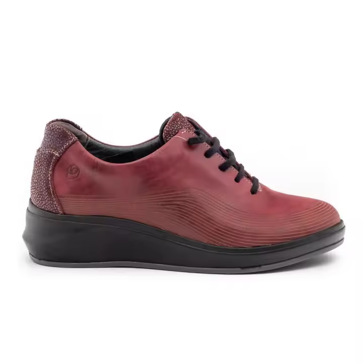 Zapato Cordones Mujer Suave 3413 Burdeos - 1
