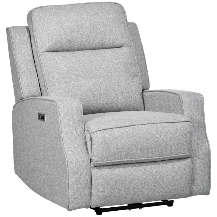 HOMCOM Sillón Reclinable Eléctrico Sillón Relax de Salón con Reclinación hasta 150° Reposabrazos y USB Carga 136 kg Sofá Reclinable para Salón Oficina Dormitorio 84x92x104 cm Gris - 1