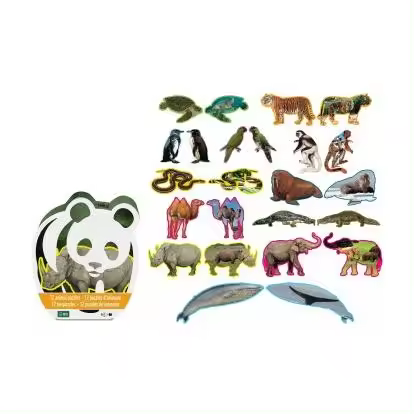 BP Rompecabezas 12 en 1 Animales WWF Reversible 49x65cm - 1