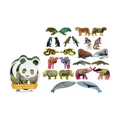 BP Rompecabezas 12 en 1 Animales WWF Reversible 49x65cm - 1
