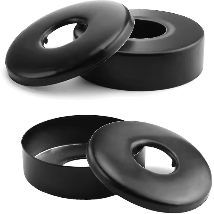Mezclas de roseta de Ducha Negro mate de 4 piezas, roseta de Grifo de Maple inoxidable, radiador de cubierta de Grifo montado en la superficie plana de 21mm y 25mm de Ángulo - 1