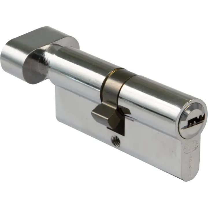 Filtro de seuridad con muletilla | Cerradura para Puertas | Bombín de Alta Seguridad | Antiganzúa y Antitaladro | Incluye 5 Llaves | Cromado Brillo | Medidas: 70 (30M-40mm) - 1