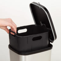 30-35L Gray Metal Trash Bucket Adjustable Pedal Anti-odor System Anti-Slip Base Removable Inner Basket Measures 26.5x40.5x45 cm Kitchen Office trash can with lid, 2 sizes available - details 0
