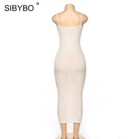 Vestido De Verano SIBYBO Para Mujer Con Tirantes Y Cuello Redondo Vestido Largo De Fiesta Sin Mangas En Color Sólido Ajustado - details 13
