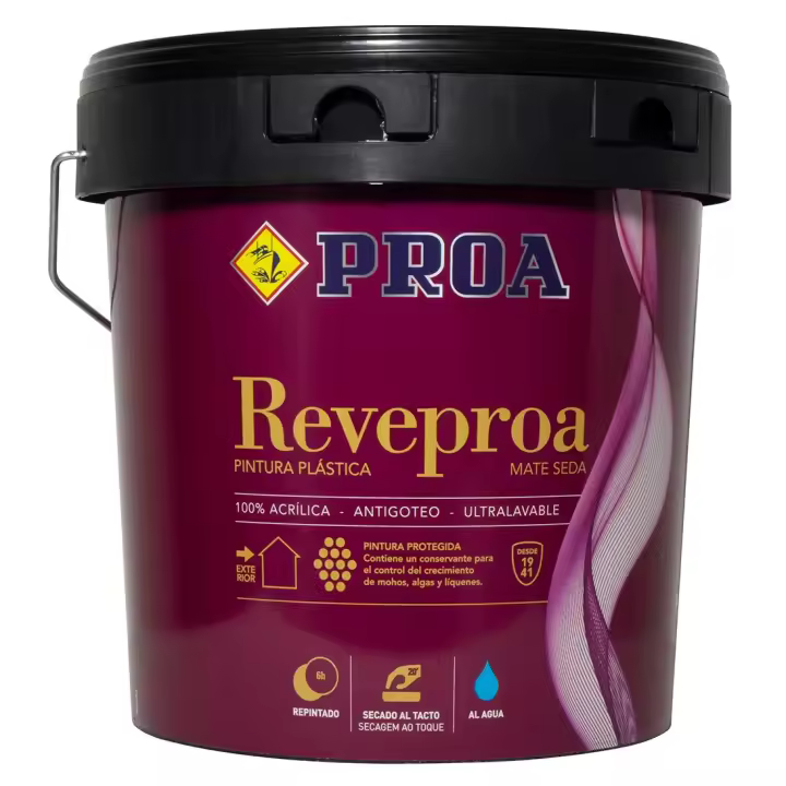 PROA Pintura plástica satinada antihumedad. Blanco. 4 L. - 1
