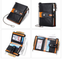 Cartera De Cuero Genuino Para Hombre HUMERPAUL Con Cadena Protección RFID Porta Tarjetas De Crédito De Calidad Para Viajes Estilo Business - details 12