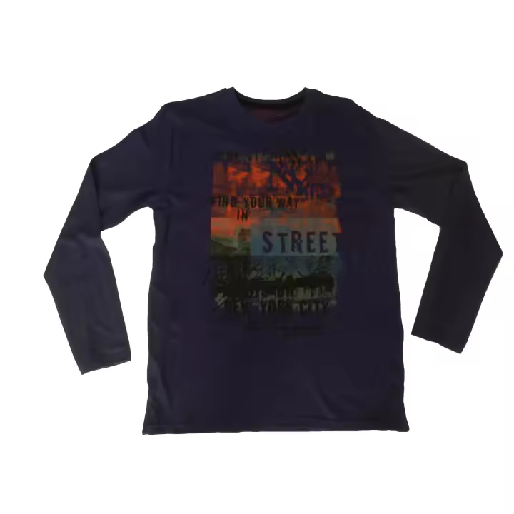 Camisetas Hombre Manga Larga Losan , Azul  Morado  , XXL 46 , Algodón ,Cuello redondo - 1