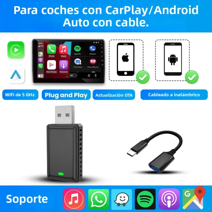 Adaptador De Carplay Y Android Auto Sin Cable 2en1 Para Lexus ES LC NX RC F ES Hybrid IS LC Hybrid NX Hybrid UX Dongle Inteligente - 1