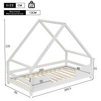 Cama casita cama infantil 90x200cm con protección anticaídas cama de juego cama juvenil madera maciza en color blanco - details 5