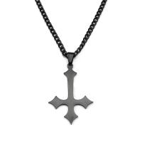 Collar De Acero Inoxidable Con Cruz Inversa Para Hombres Collar De Moda Punk Hip Hop Negro Adecuado Para Fiestas Aniversarios Regalos - details 3