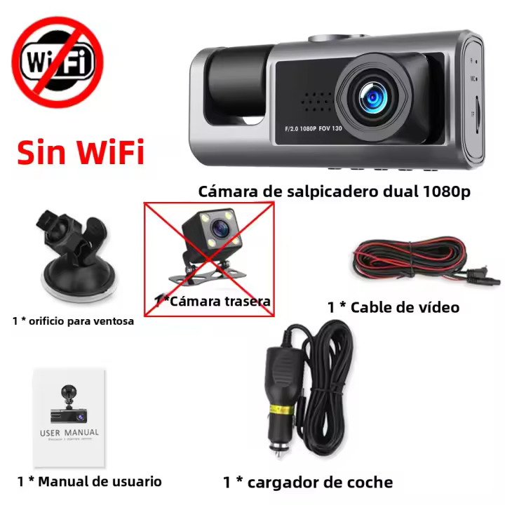 Cámara DVR De Coche WIFI 3 Canales Dash Cam Registrador Interior De Vehículo Mini Registrator FHD 1080P Video Recorder - 1