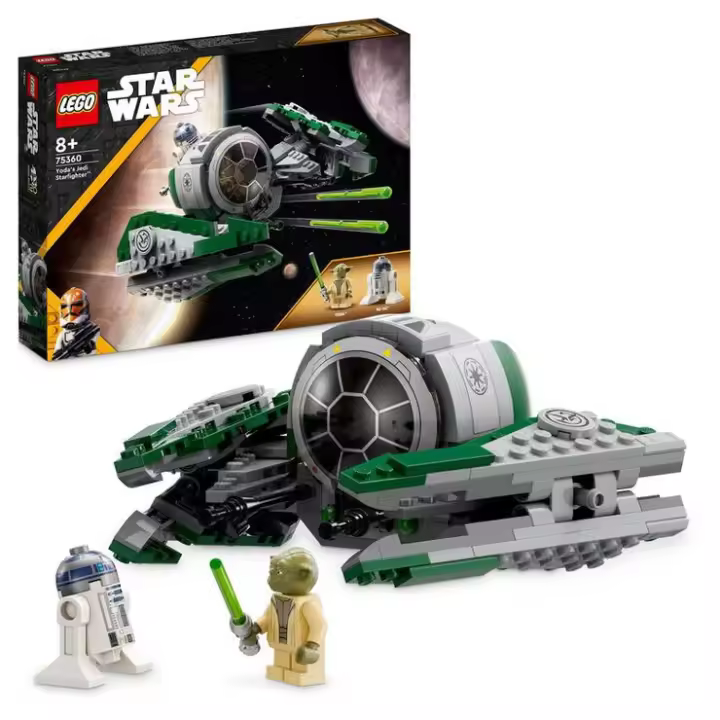 Lego Star Wars Caza Estelar Jedi de Yoda con minifiguras de Yoda y R2D2 - Lego 75360 - 1