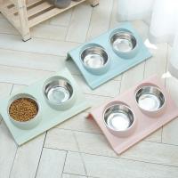Cuenco de agua de acero inoxidable, comedero, solución, suministros para perros y gatos, cuenco doble, mesa de alimentación para perros y gatos - details 0