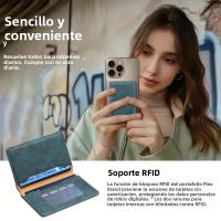 EUCAGR Portafotillas De Crédito Con Protección RFID Funda Magnética Para Teléfono Con 3 Slots De Tarjeta Cuero Sintético Seguro Para ID Y Tarjetas Regalo Para Hombres - details 6