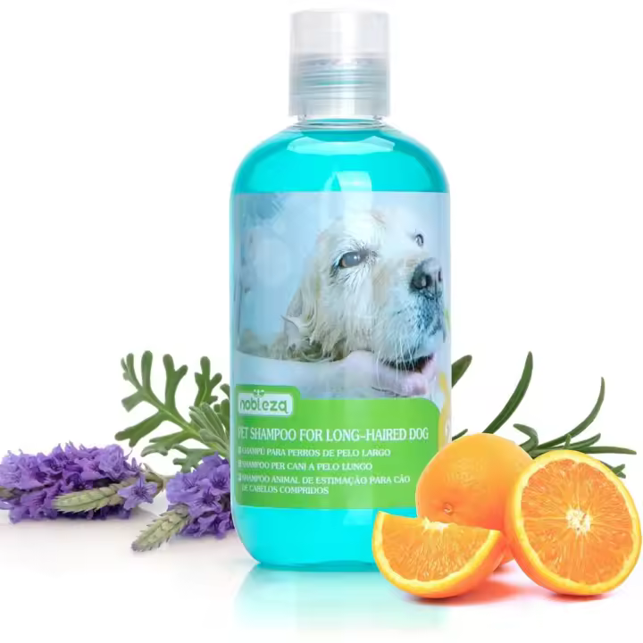 NOBLEZA Champú para Perros Pelo Largo, Champú Perros Piel Sensible y Dermatitis, champú para Perros Anti olores con Extracto de Hoja de Camellia Sinernsis, Fragancia de Lavanda y Cítricos 250 ml - 1