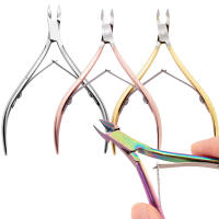 Tijeras De Cutícula De Acero Inoxidable Con Doble Resorte Para Eliminar Piel Muerta Herramienta De Manicura Y Pedicura Color Oro Rosa Oro Plateado Holográfico Tamaño 10*6cm - details 0