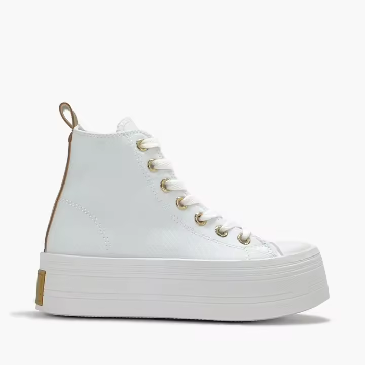 Zapatillas blancas abotinadas - Lona Plataforma - Zapatillas de bota blancas - Deportivas de plataforma - 1