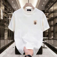 Camiseta De Algodón Grueso Para Hombre Con Estampado De Oso Violento Cuello Redondo Manga Corta Estilo Casual De Moda Americana Para El Verano - details 9