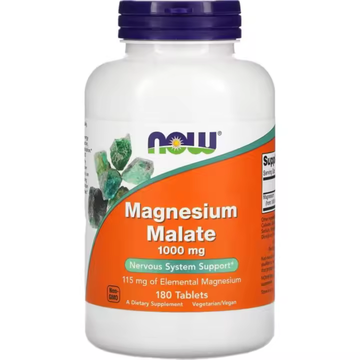 Malato de magnesio, 1000mg 180 comprimidos de NOW Foods - 1