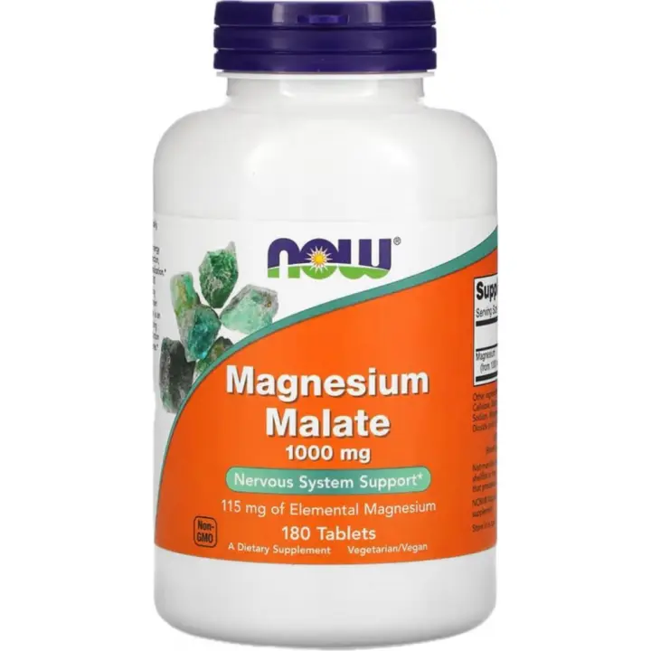 Malato de magnesio, 1000mg 180 comprimidos de NOW Foods - 1