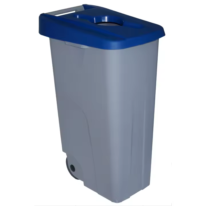 Denox Contenedor Reciclaje 110 Litros Abierto con Ruedas y Clip de Seguridad - 1