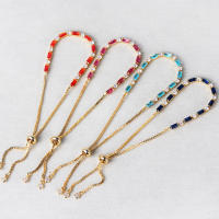 Pulsera De Lujo Arco Iris Iced out Con Zirconia Para Mujer Ajustable Y Charm Bracelets Moda Hippie Joyería Regalos - details 1