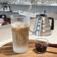 KEMORELA Tazas De Vidrio Ribbed Con Tapa Y Pajita 600ML Gran Capacidad Para Café Americano Frío Y Jugos Cerveza - details 4